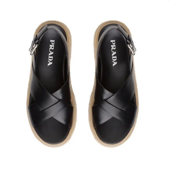 Black leather Platform Sandals - Picture 2 of 8